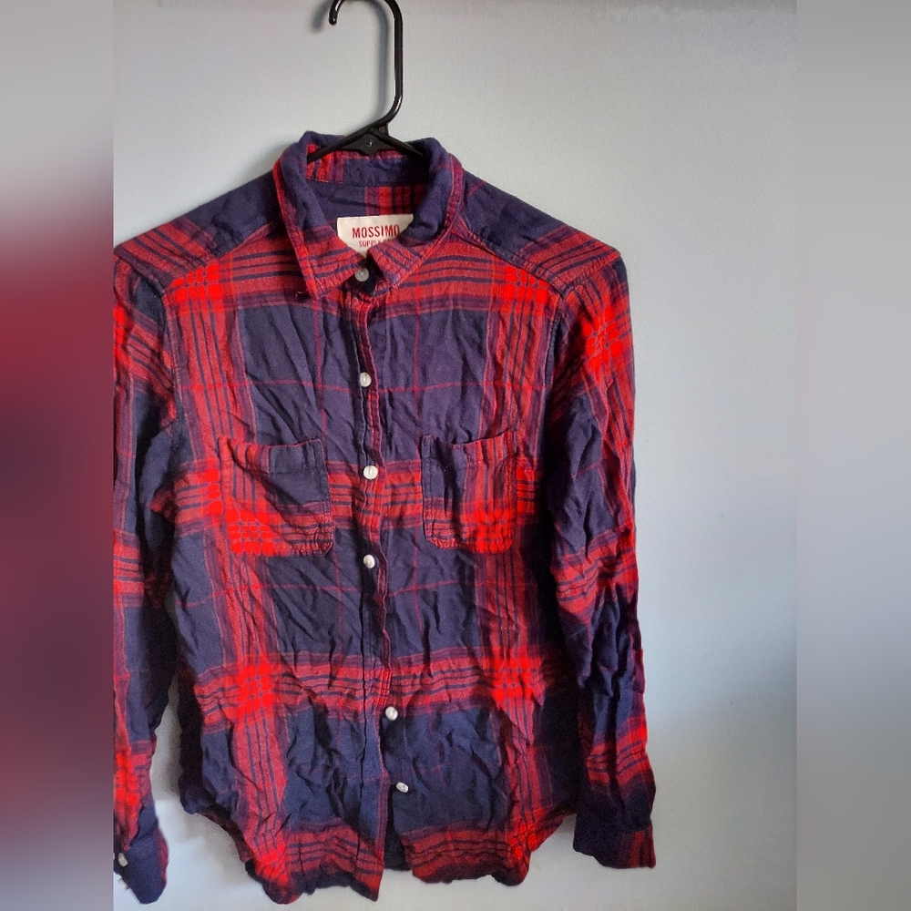 Mossimo Supply Co Plaid Button Down Shirt Boyfriend Fit Small Cabincore Western